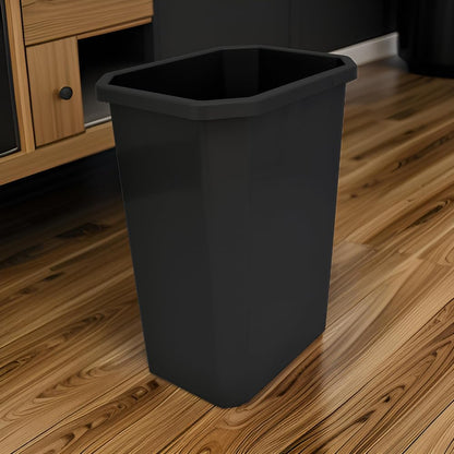 Bote de Basura Rectangular ESTRA 26L Negro | Cuerpo Apilable sin Tapa de Plástico Reciclado | Para Hogar, Oficina y Almacenaje