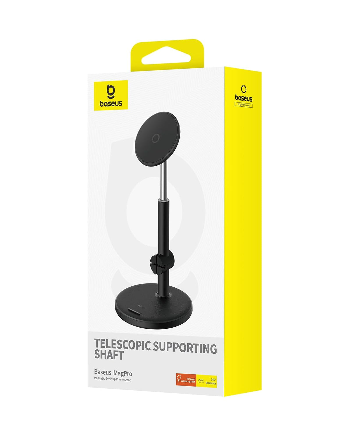 Baseus MagPro Soporte Magnético para Teléfono Ajustable de 16.5 a 19.7cm para Escritorio, Ángulo de Visión 360°, Negro