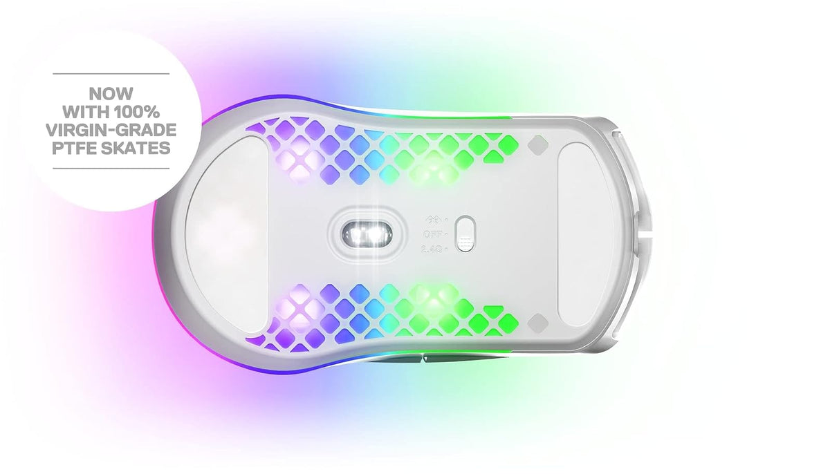 SteelSeries Aerox 3 Wireless - Mouse para Juegos Holey RGB - Diseño Ultraligero Resistente al Agua - Sensor óptico de Aire TrueMove de 18 K dpi