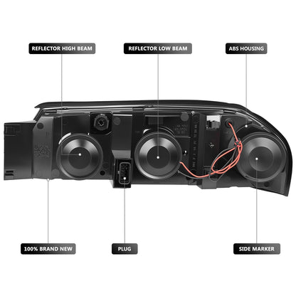 DNA Motoring Faros Delanteros LED DRL Negro Ámbar HL-LB-CI00-BK-AM para Impala 00-05