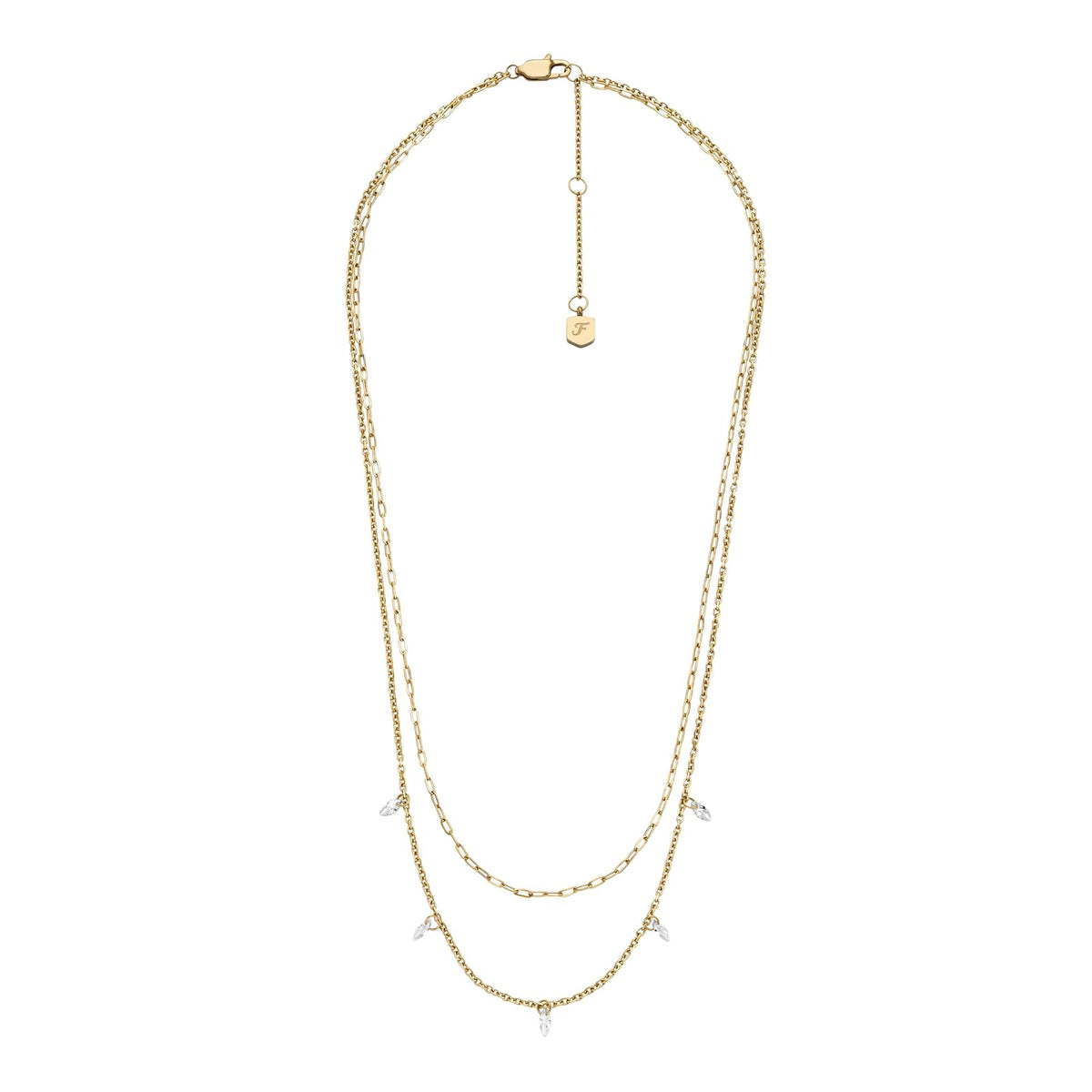 Collar Fossil JF04894710 Ellis de acero inoxidable en tono dorado para mujer
