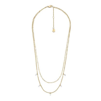 Collar Fossil JF04894710 Ellis de acero inoxidable en tono dorado para mujer