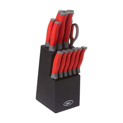 Juego santoku de 2 piezas, Oster Baldwyn, acero inoxidable, Rojo/Negro, 1, 1