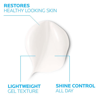 La Roche-Posay - Crema hidratante facial mate de doble reparación Toleriane, humectante en gel diario para controlar la piel grasa con niacinamida, sin aceite