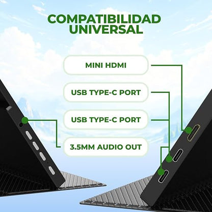 AOC Monitor Portátil 16T20, 15.6” FHD 1920x1080, Pantalla IPS, Bocinas Integradas, 2X USB Tipo C, 1x Mini HDMI, Funda Inteligente Premium, Compatible con Consolas de Videojuegos.