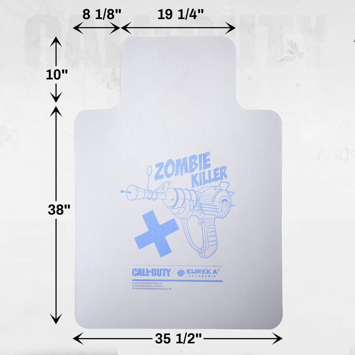 Eureka Ergonomic & Call of DutyⓇ Zombie Killer Gaming Chair Mat for Hardwood Floor/Carpet, Desk Chair Mat with Lip Cartoon Printing, Home Office Floor Protector Accessaries 36 x 48 Transparent