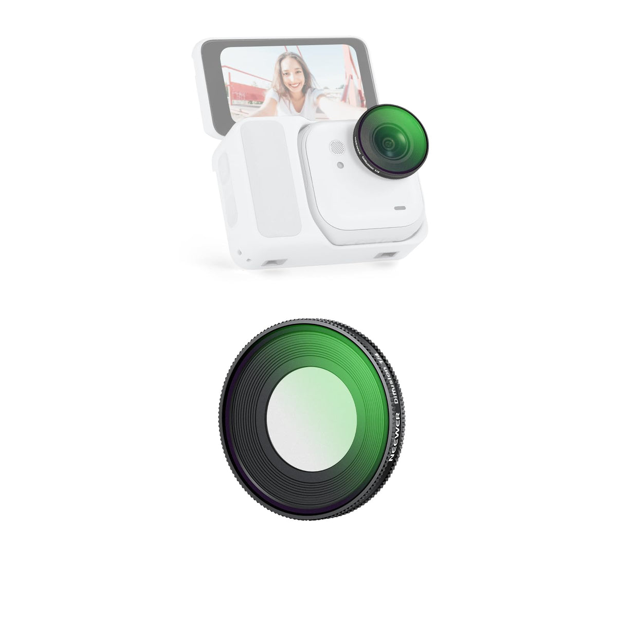 NEEWER Set 4 Filtros ND/PL para Insta360 GO Ultra - 1 - 4 Difusión Negra