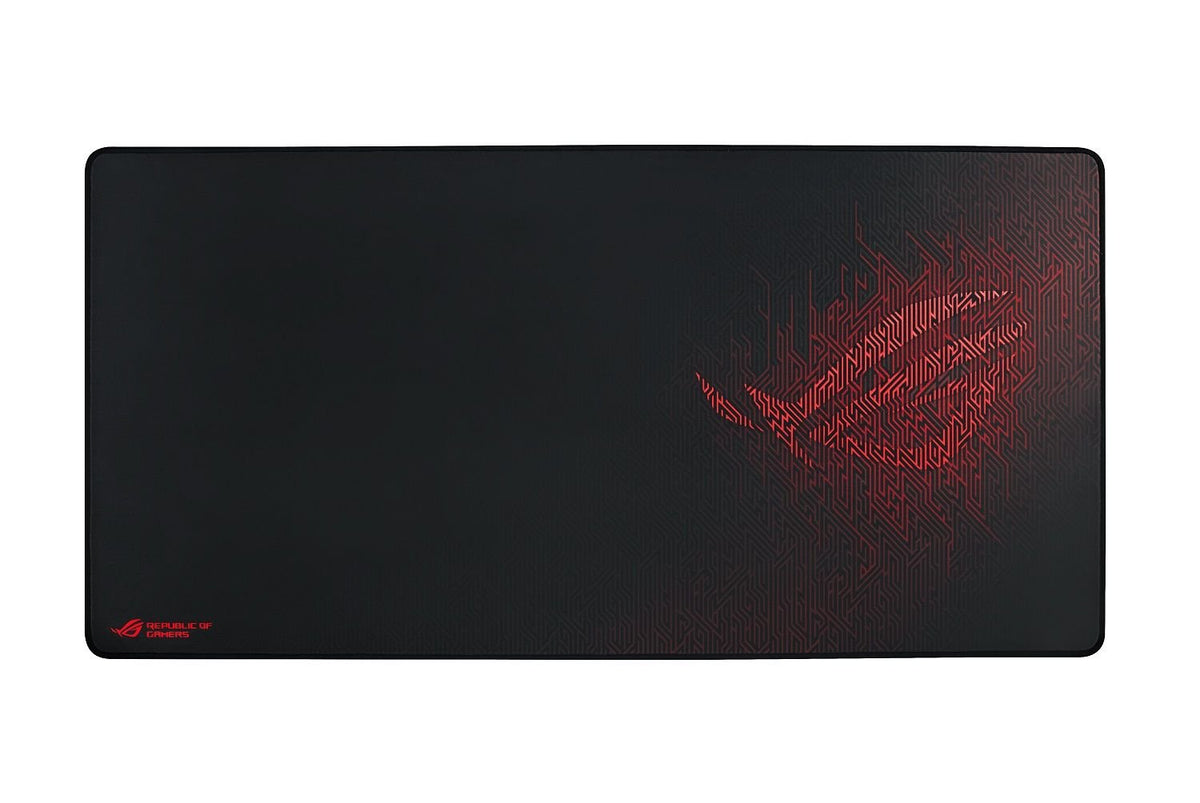 ASUS ROG Sheath Mousepad 900x440mm Antiderrapante Negro Rojo para PC Gamer | Superficie de tela para deslizamiento preciso, base de goma antideslizante, bordes cosidos anti-desgaste, 900x440x3mm, ROG