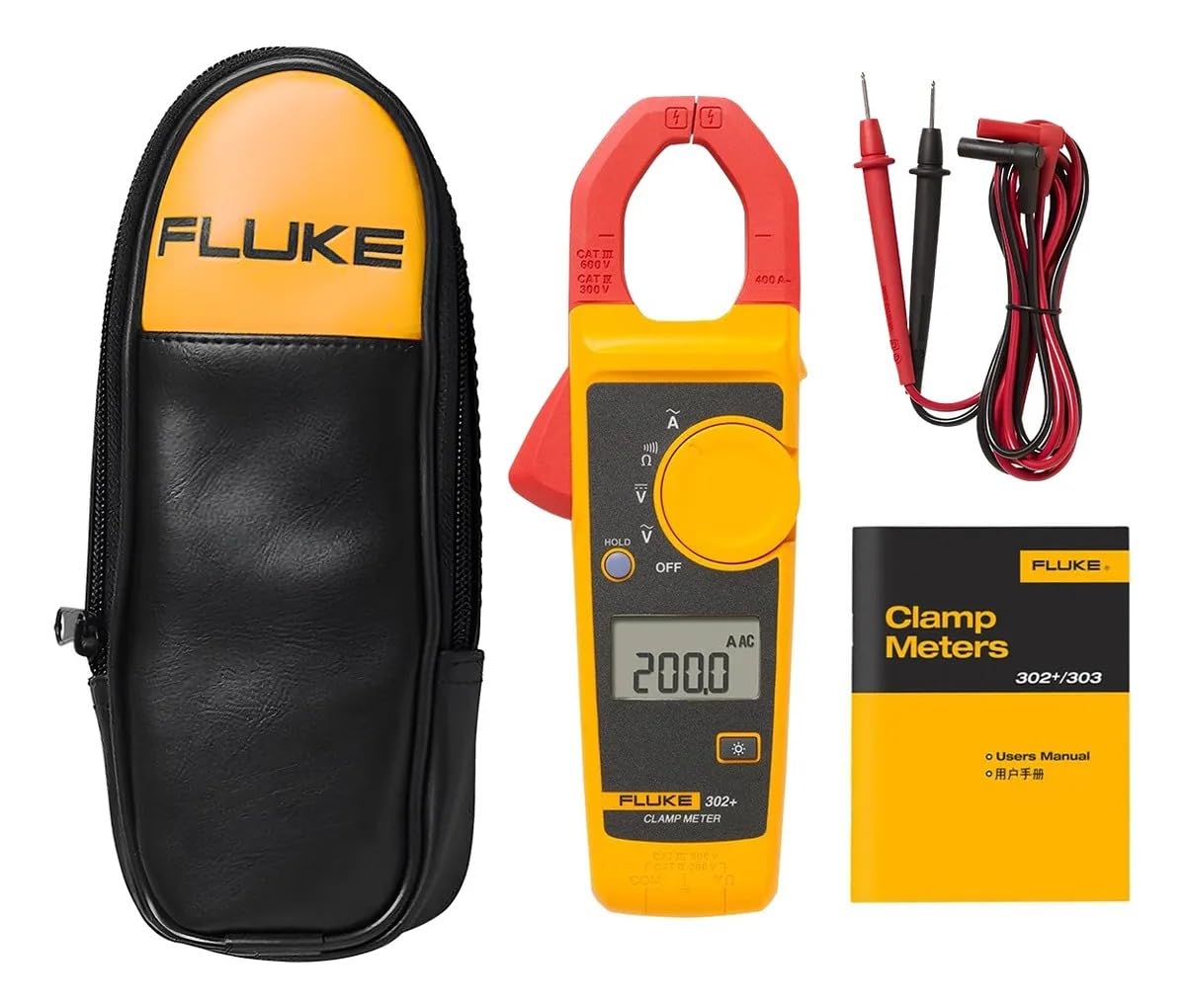 Fluke Multimetro de Gancho Pinza Amperimétrica 302+ Profesional 400 A CA Compacta Precisa Segura (Valor Medio)