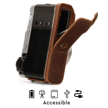 MegaGear Ever Ready - Funda de Piel auténtica Compatible con Fujifilm X100V