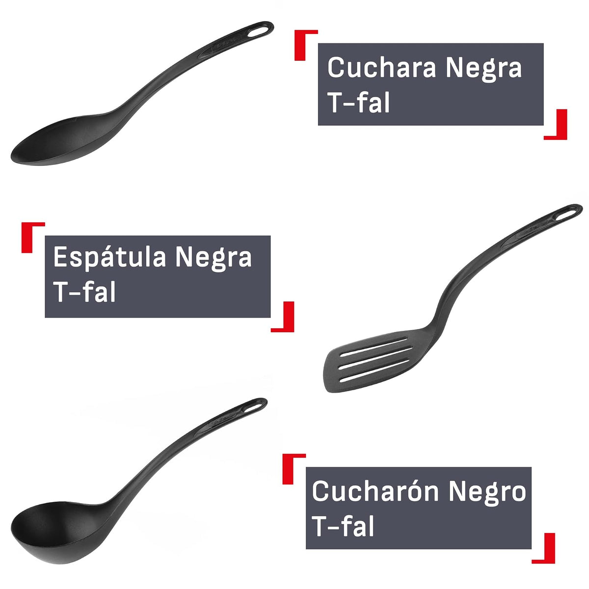 T-fal Mega set de cocina con amplia tabla para picar color gris, cuchara, cucharón, espátula, pinzas, set de 2 cuchillo (pelador 9 cm y chef 15 cm) s y 3 contenedores de 0.55 ml., K2219355M