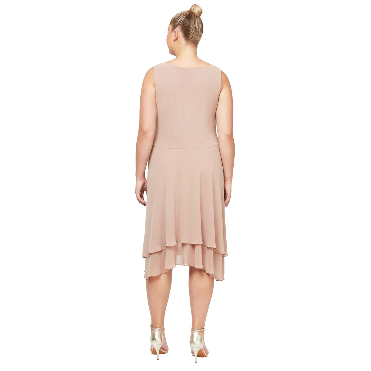 S.L. Fashions Vestido de Chaqueta escalonada Adornado de Talla Grande para Mujer