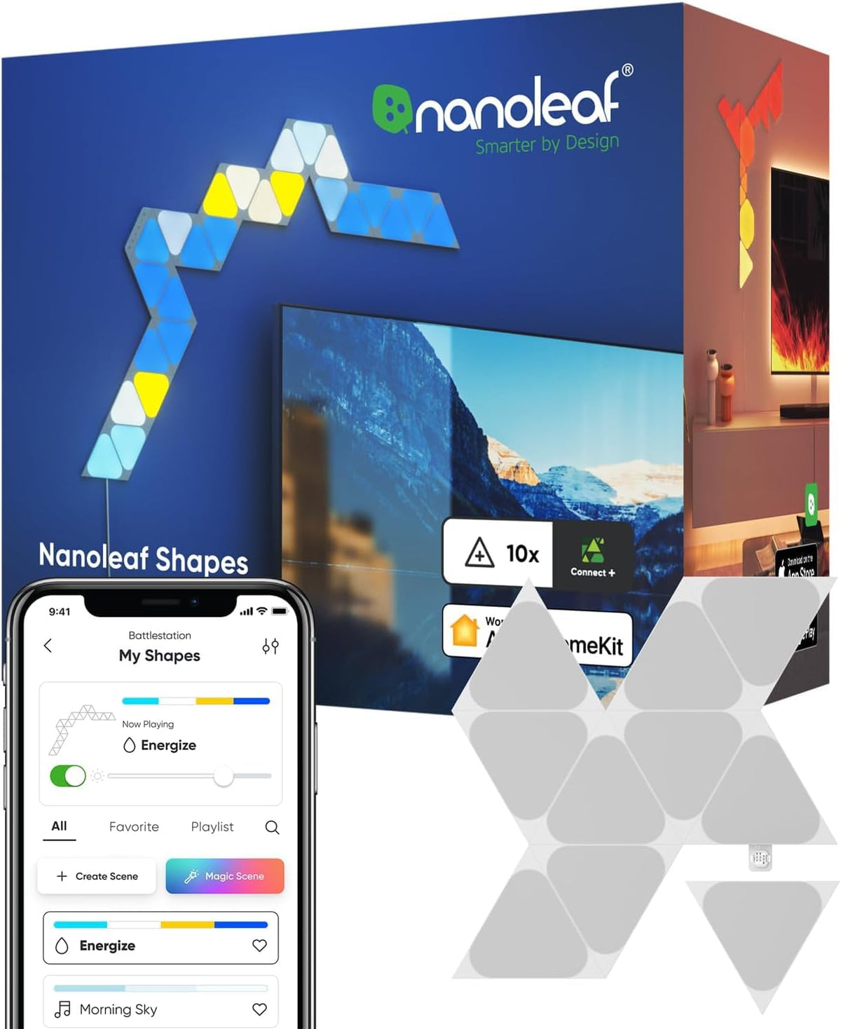 NANOLEAF Shapes Hexágonos Negros, Paquete de 3 Paneles de Expansión - Moderno