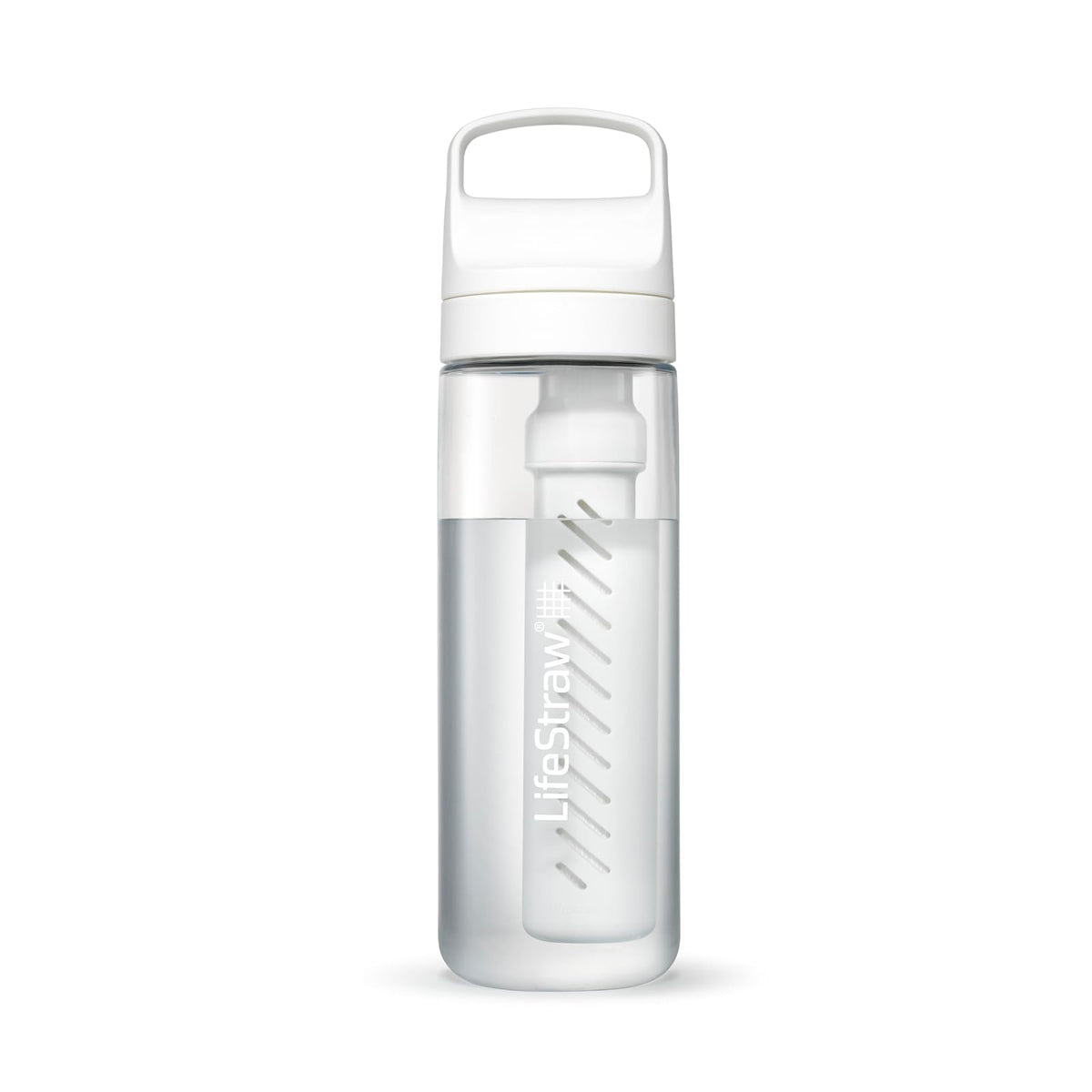 LifeStraw Go Series - Botella de filtro de agua sin BPA para viajes y uso diario elimina bacterias, parásitos y microplásticos, mejora el sabor, 22 onzas; transparente - Claro - 650 ml