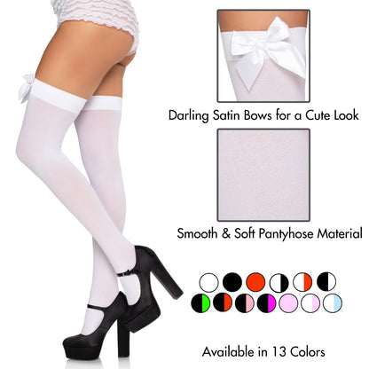 Leg Avenue Women's Satin Bow Accent Thigh Highs