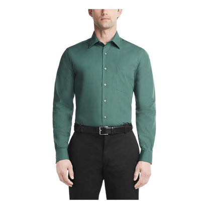 Van Heusen Camisa de Vestir de Manga Larga para Hombre - Hoja oscura - 15.5cm Cuello 32cm-33cm Manga