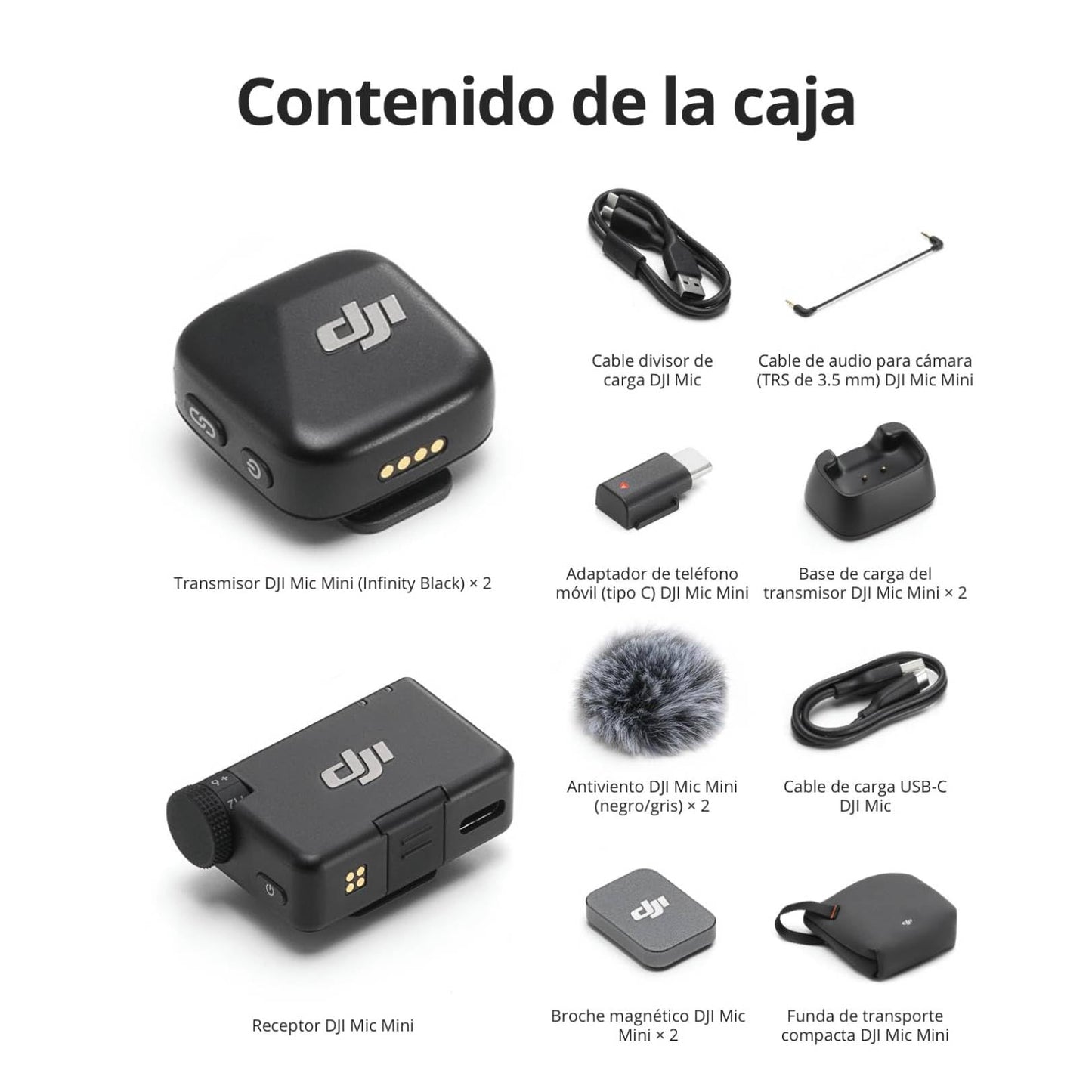 dji Mic Mini (2 TX + 1 RX), Audio Rico en Detalles, micrófono lavalier inalámbrico para cámara/Android, vlog para 2 Personas, producción en Equipo