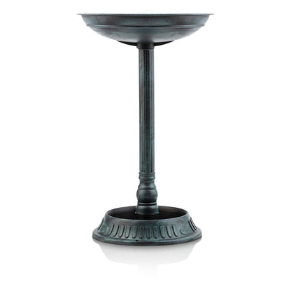 Alpine Corporation Estatua de Baño de Pájaros para Exteriores de 25" de Alto con Maceta, Verde