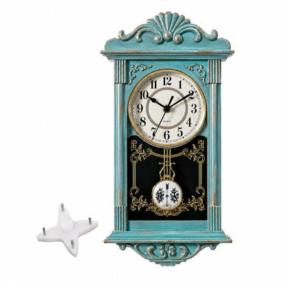 Clockswise Reloj de Pared con Diseño de Péndulo - 3 x 16 x 9 pulgadas - Azul