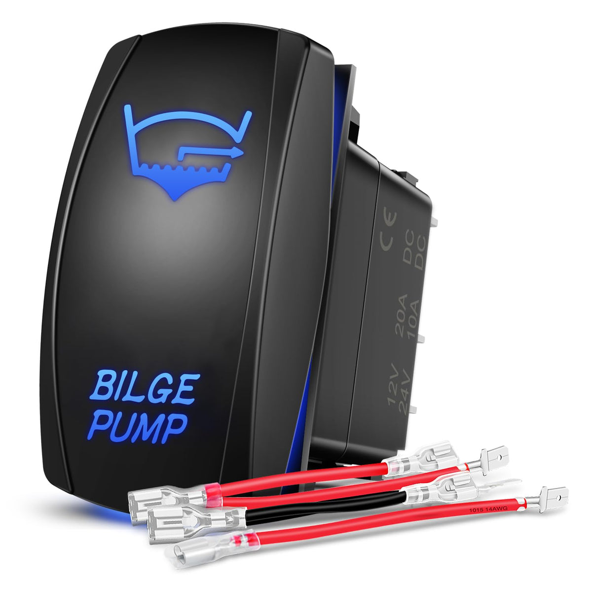 Nilight - Interruptor para bomba de sentina, con luz LED, 5 pines, con láser, SPST 20A/12V, 10A/24V, color azul para pesca marina, barco, caravana, barco, caravana, caravana, caravana,