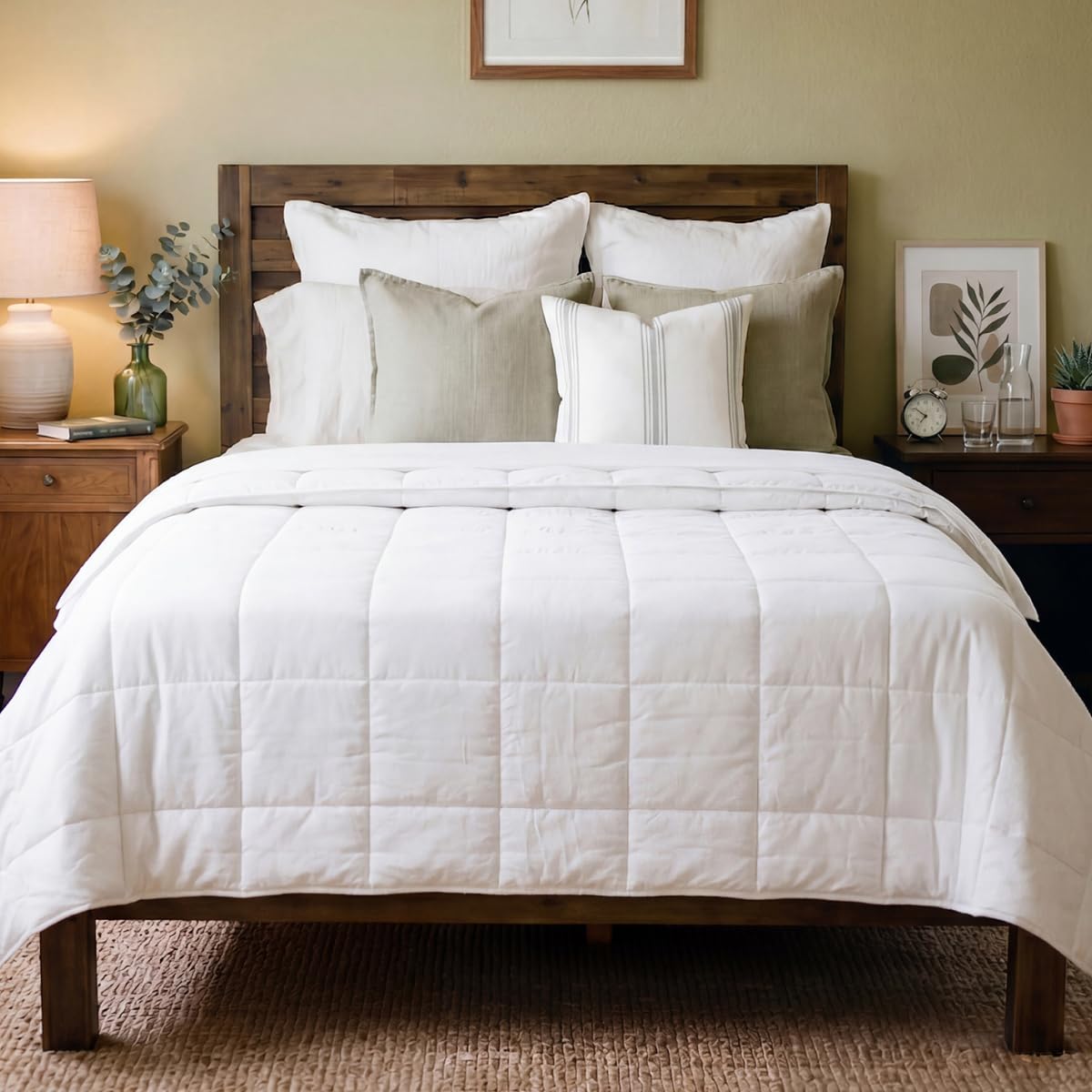 Nooz Edredón - Relleno de Duvet Essential de Microfibra Estilo Verano, Tamaño Individual. Edredón Acolchado con Plumón Alternativo, Ideal para épocas de Poco frío o Calor. Color Blanco