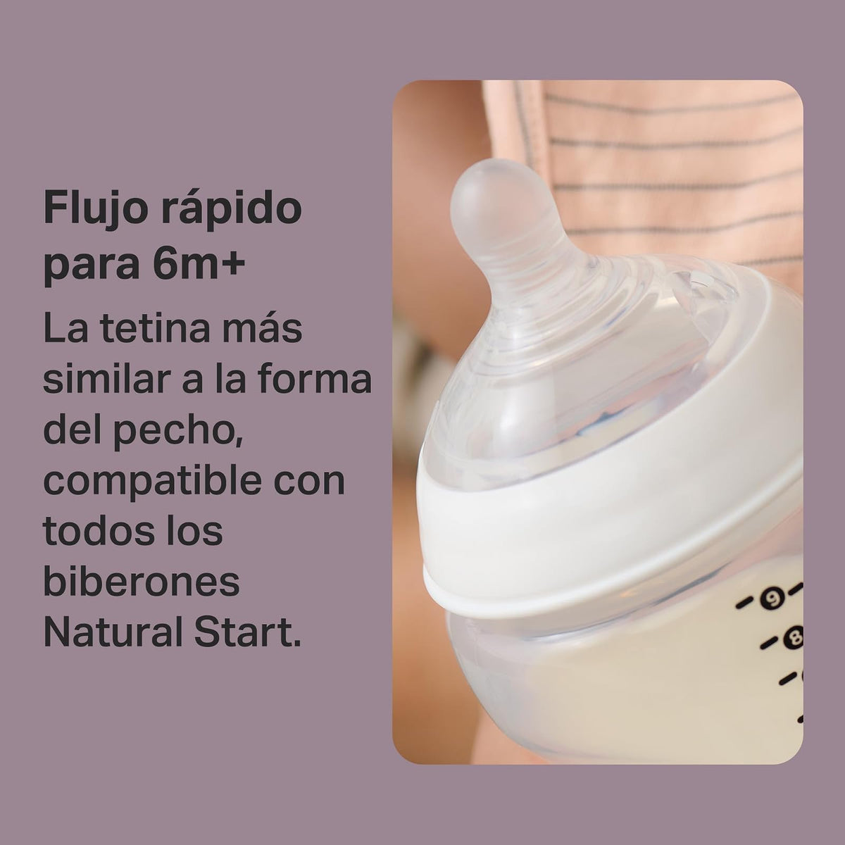 Tommee Tippee Tetinas Natural Start, Alimento Espeso, 6m+ | Paquete de 2, Tipo Pecho para Agarre Natural, Válvula Anticólicos, Silicona Suave, Libre de BPA