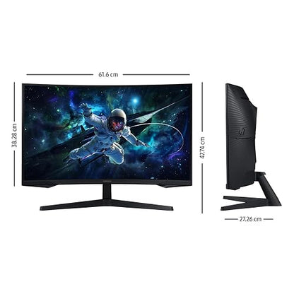 Samsung 27" Odyssey Monitor G55C QHD 165Hz,Frecuencia de actualización de 165 Hz y Tiempo de Respuesta de 1 ms (MPRT), Resolución QHD, Curvatura 1000R, AMD FreeSync, HDR10 LS27CG552ELXZX