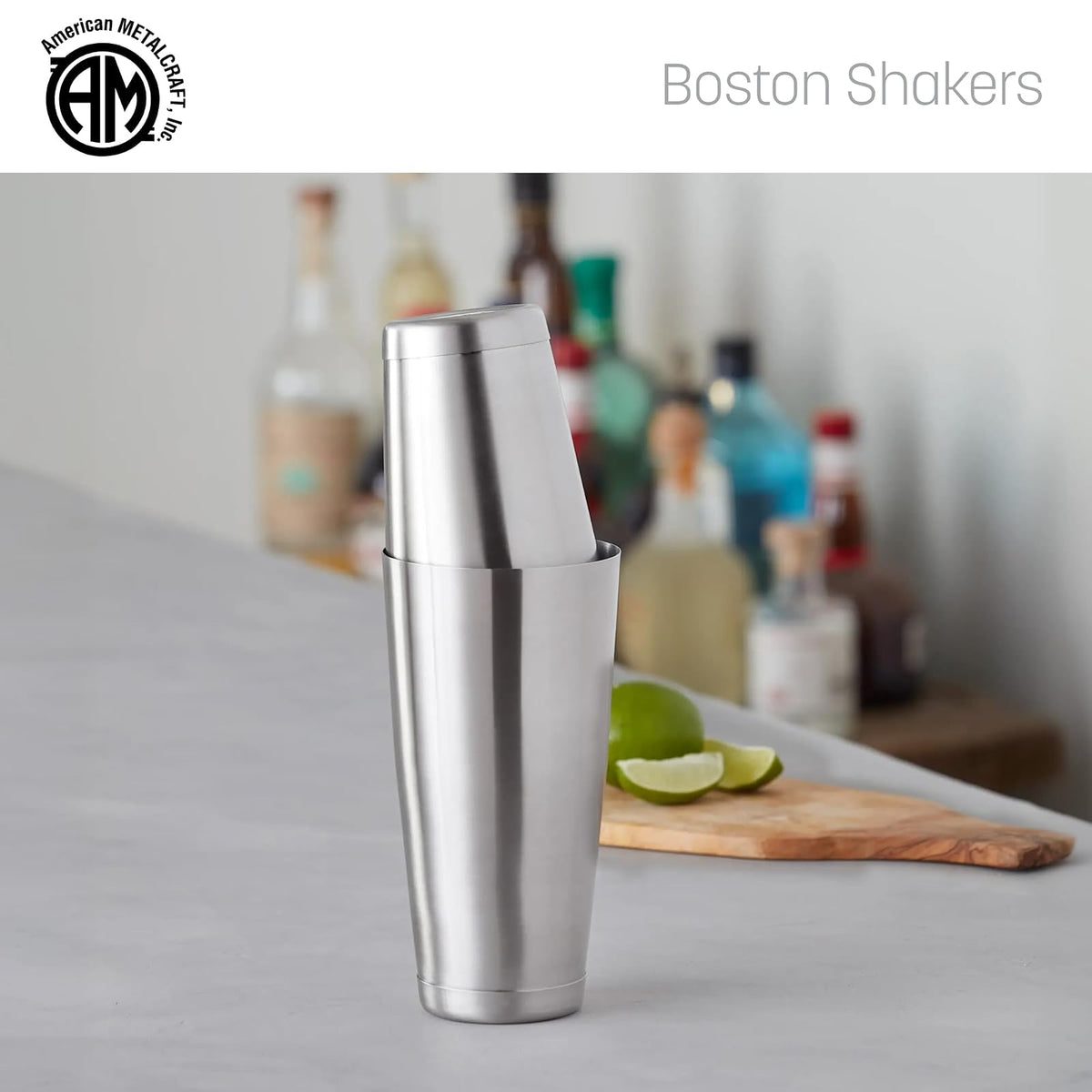 American Metalcraft BSSET Boston Shaker Set 18 Oz Y 28 Oz | Juego de coctelera, acero inoxidable, pesado