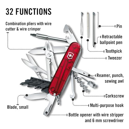 Victorinox Cyber Tool con 34 Usos, rojo transparente