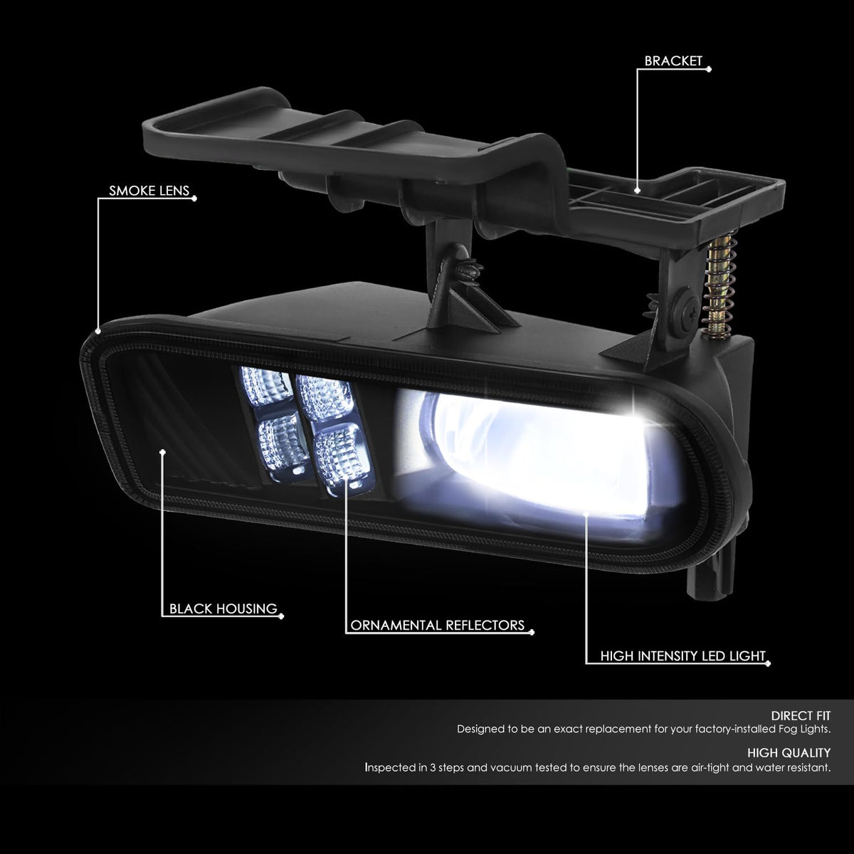 DNA Motoring Par de Luces Antiniebla LED Proyector Compatibles con Chevy Silverado 1500 2500 Suburban Tahoe 1999-2006 Lente Ahumada