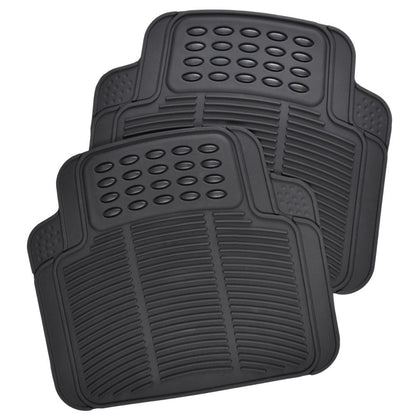 BDK Universal Fit - Alfombrilla de Hule para el Piso, 4 Unidades, Resistente a Todo Tipo de Condiciones meteorológicas, Negro