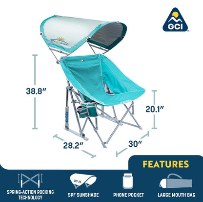 GCI Outdoor Waterside Pod Rocker Mecedora para Exteriores | Con toldo, Una talla, actividades junto al agua, barbacoas de césped