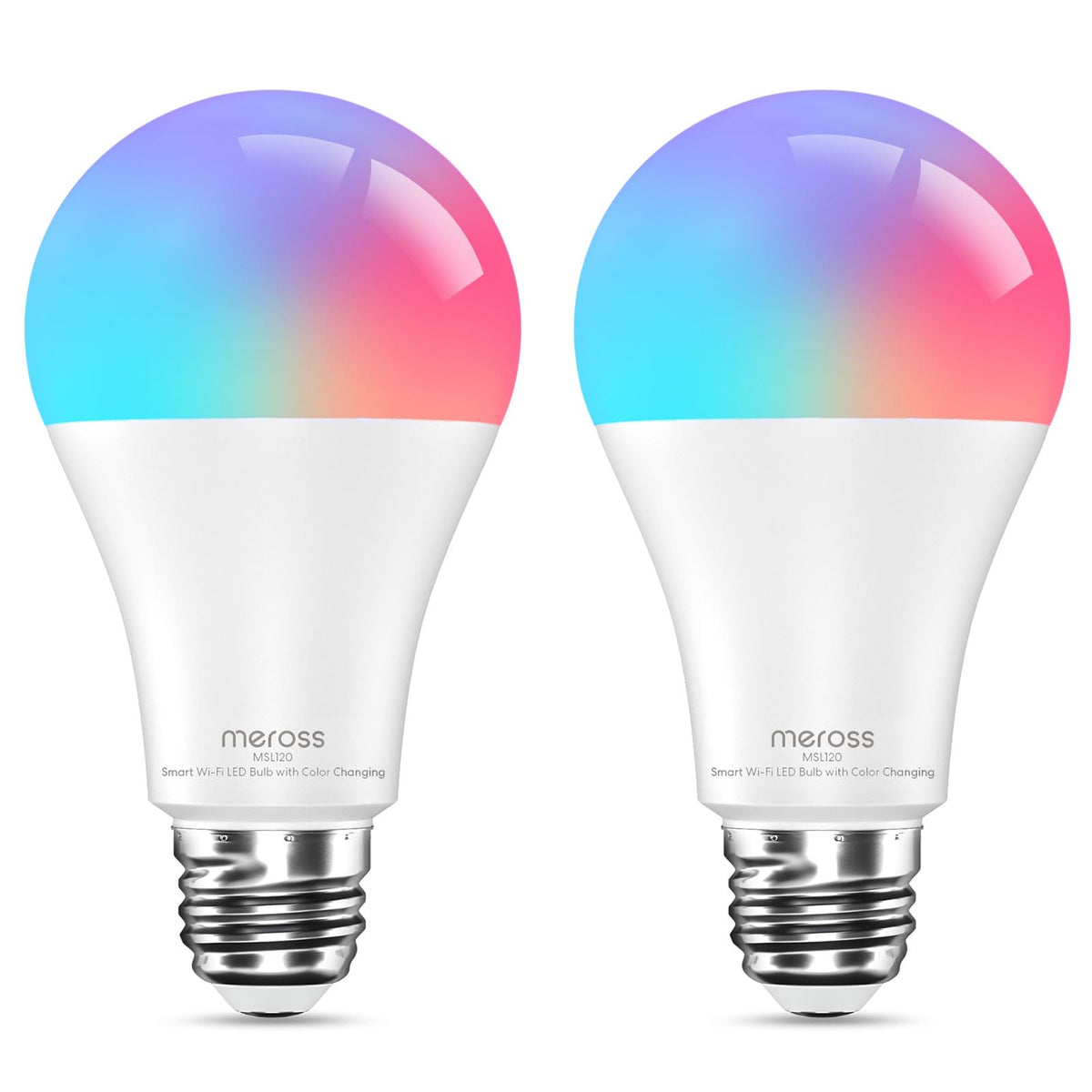 Meross - foco inteligente Wi-Fi, bombillas LED que cambian de color, compatibles con Alexa y Google Home, 2700K-6500K, color blanco sintonizable, 810 lúmenes, equivalente a 60 W, A19, E26, paquete de