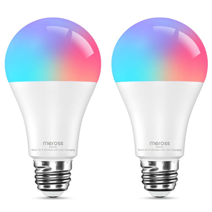 Meross - foco inteligente Wi-Fi, bombillas LED que cambian de color, compatibles con Alexa y Google Home, 2700K-6500K, color blanco sintonizable, 810 lúmenes, equivalente a 60 W, A19, E26, paquete de