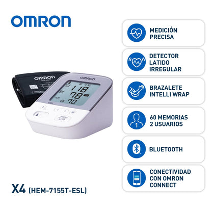 OMRON Baumanómetro automático de brazo X4 Smart con Bluetooth y 60 memorias para 2 usuarios