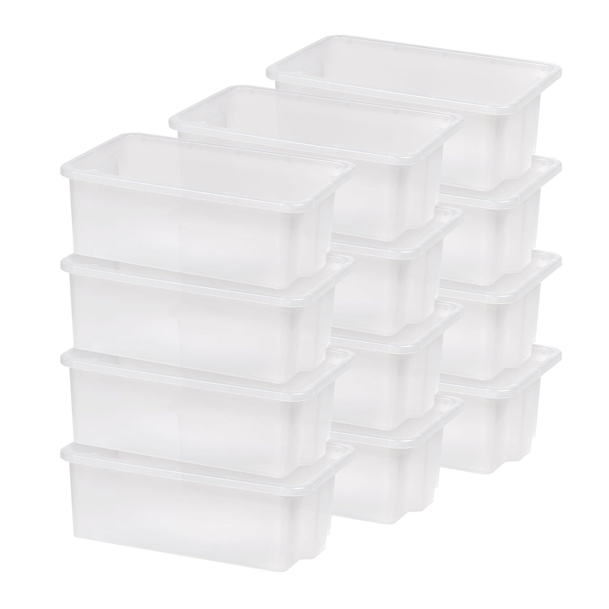 IRIS USA Contenedor de Almacenamiento con Tapa Abierta, pequeño, Transparente, Paquete de 12