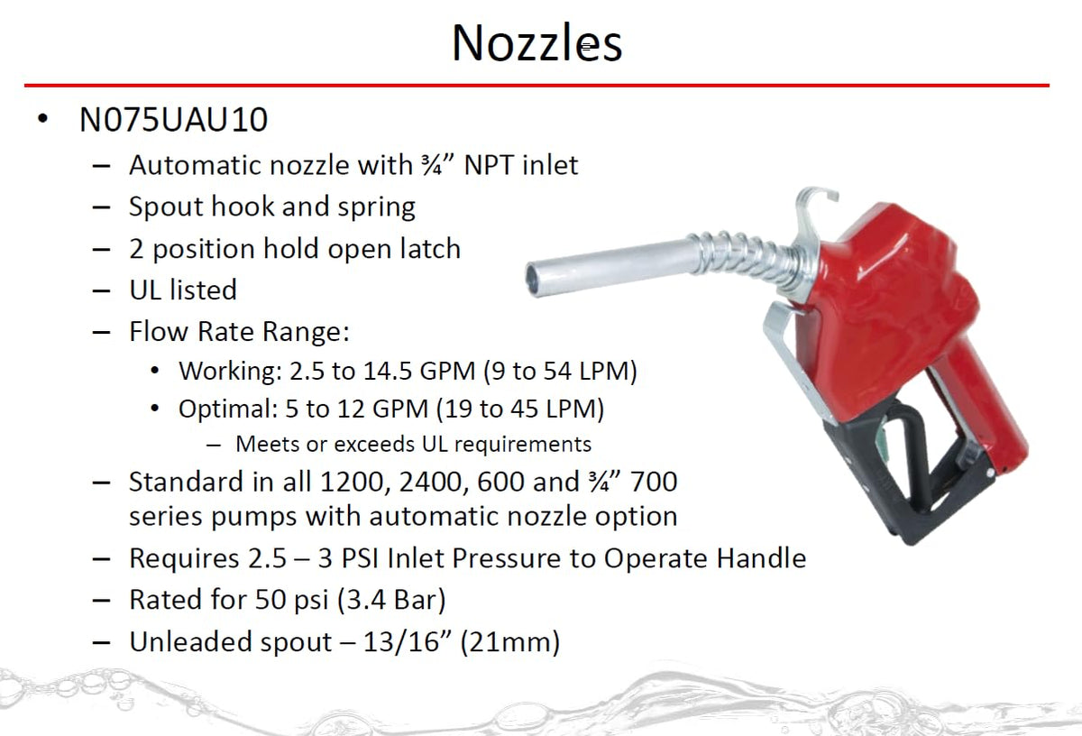Boquillas de transferencia de combustible automáticas y manuales Fill-Rite, Auto - estándar, Rojo, 1.9 cm