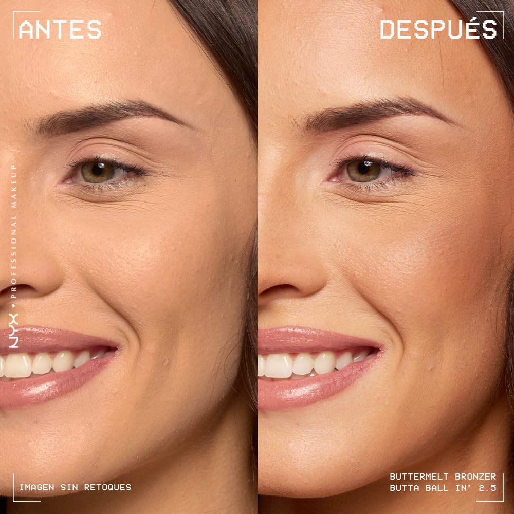 NYX Professional Makeup Bronzer, cremoso en polvo con alta pigmentación, fórmula vegana, acabado natural con duración hasta por 12H, 5g – Tono Butta Ballin (Claro medio cálido)