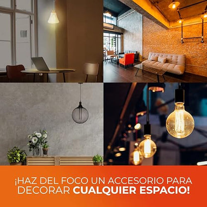 Tecnolite - Foco Vintage Luz Led tipo Tubular T30 de 2.3 W y 60 Lumens, Luz Suave Cálida Atenuable con Base E27, Compatible con Lámparas, Ahorrador de Energía Eléctrica