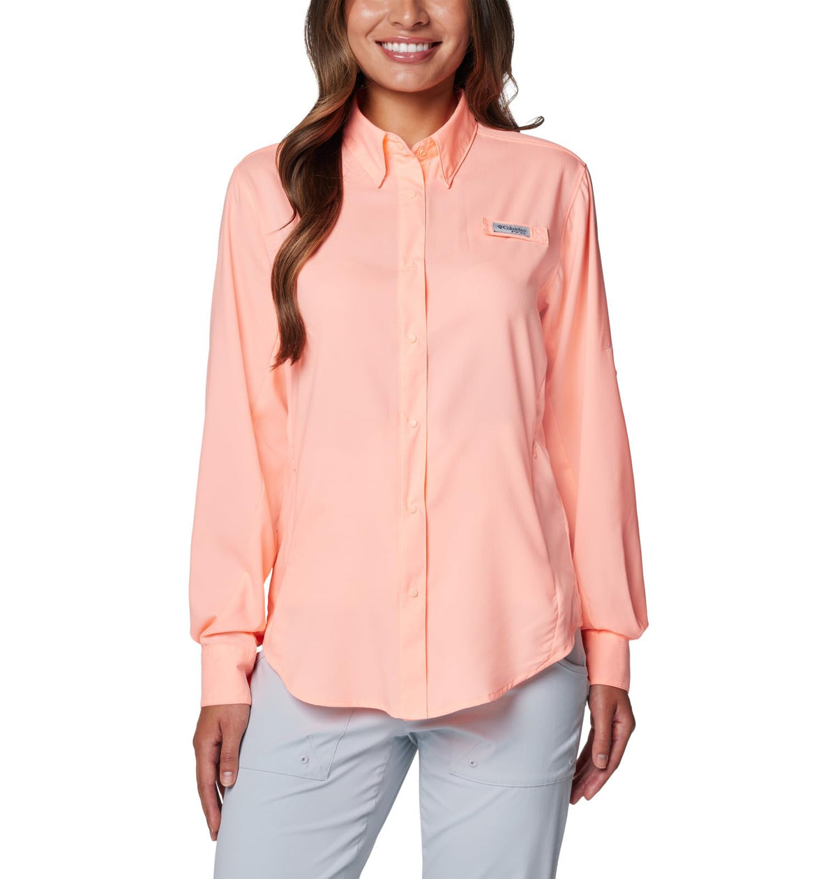 Columbia PFG Tamiami II Camisa de Manga Larga para Mujer - Rosado Tiki - G