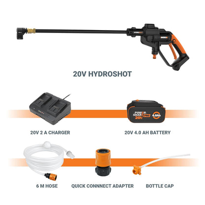 Worx Hydroshot 20 V Power Share 320 PSI Limpiador de energía portátil -WG620 (batería y Cargador incluidos)