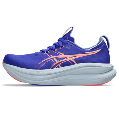 Asics Gel-Nimbus 28 - Tenis de Correr para Mujer | Zapatos para correr de carretera - 24.0 cm - COBALT BURST - SUN CORAL
