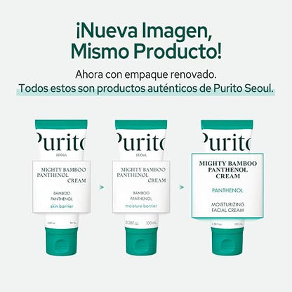 PURITO crema hidratante facial y corporal con bambú y pantenol 100 ml - crema facial ligera no grasa - skin care hidratación intensa