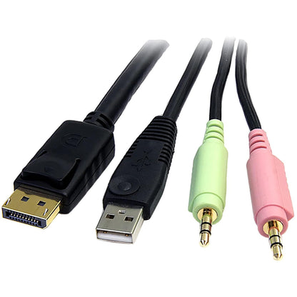 StarTech.com DP4N1USB6 6 Feet 4-in-1 USB DisplayPort KVM Switch Cable with Audio and Microphone