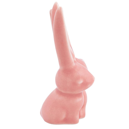 Creative Co-Op - Figura decorativa de cerámica de conejo, soporte de anillo rosa