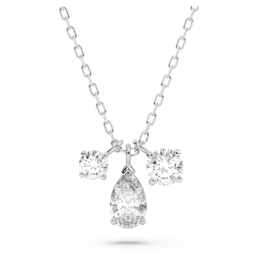 Colección de joyas de pera Swarovski Attract con acabado de rodio, cristales transparentes