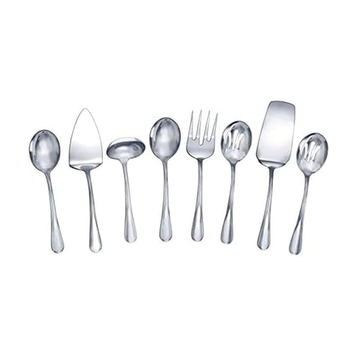Gourmet Basics by Mikasa Kaylee Juego de utensilios para servir de acero inoxidable, 8 piezas