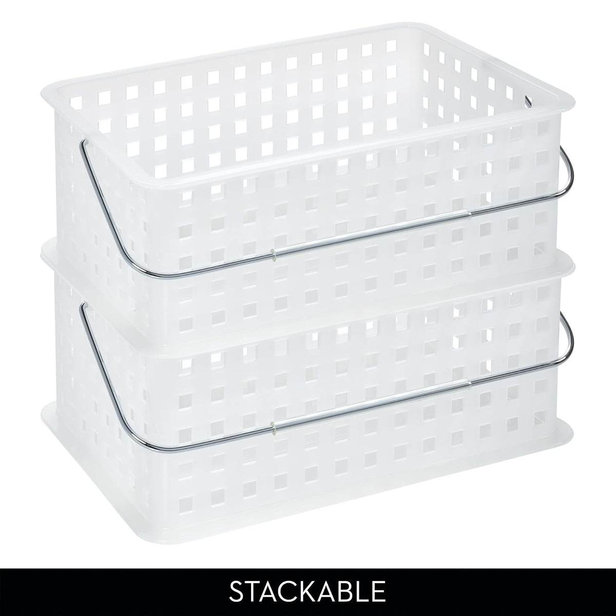 iDesign - Cesta de ducha portátil para recámara o baño, juego de 3 unidades, transparente/escarcha, fabricada en Estados Unidos