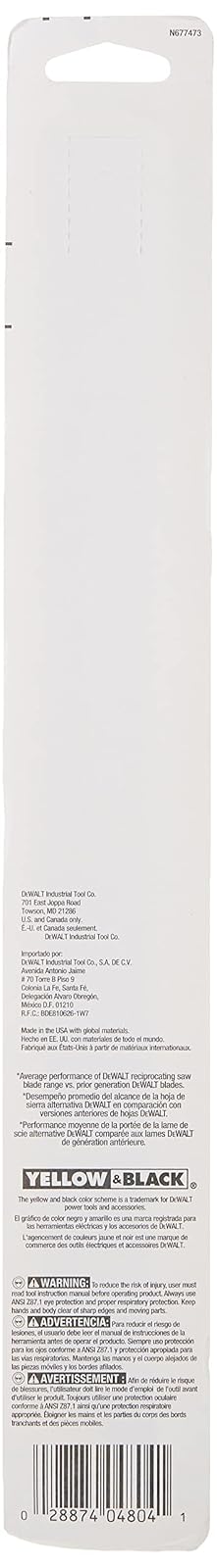 DEWALT Hojas de sierra de sable para corte de madera de 12 pulgadas (305 mm) paquete de 5 unidades (DW4804)