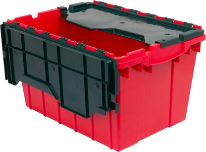 Akro-Mils KeepBox - Contenedor de almacenamiento de 12 galones, caja de almacenamiento de plástico apilable y anidable con tapa adjunta, bolsa transparente para garajes, armarios y mudanzas, 21-1/2 x